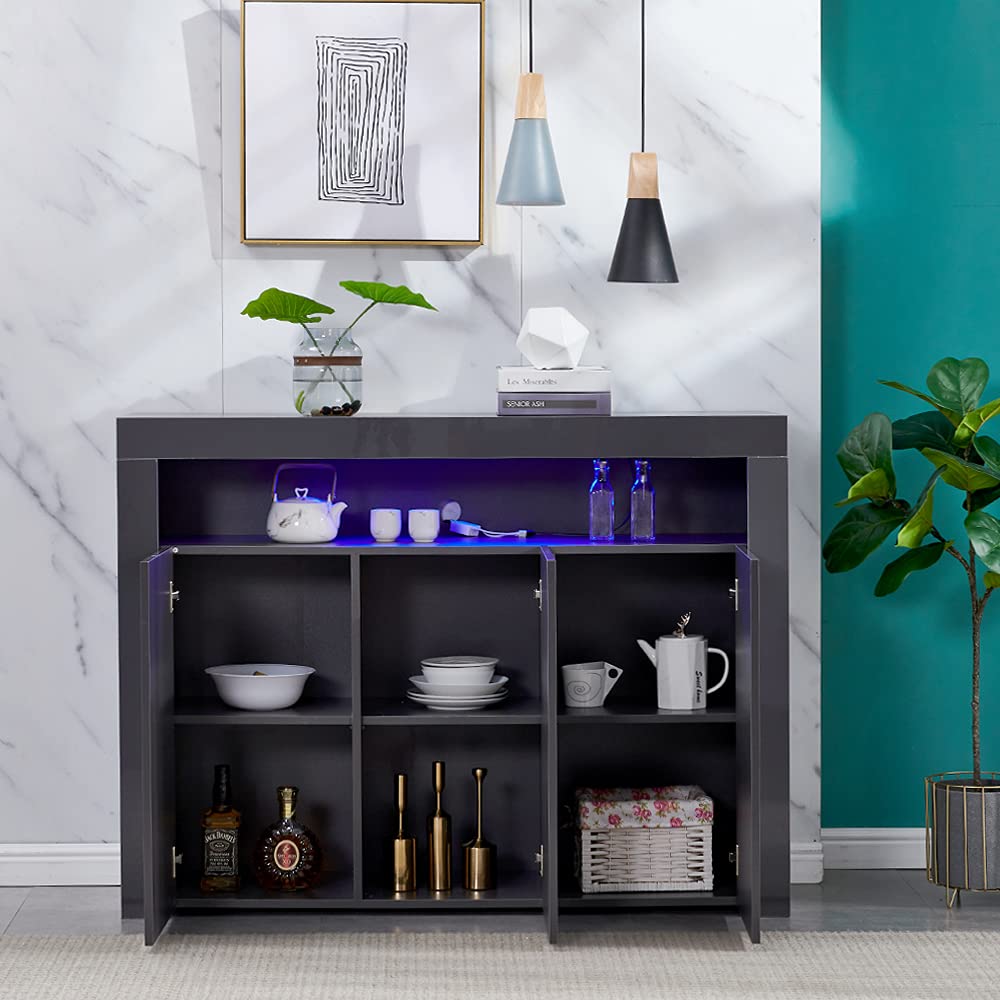 Buy nozama Gray High Gloss Sideboard 16 Colored LED Cupboard