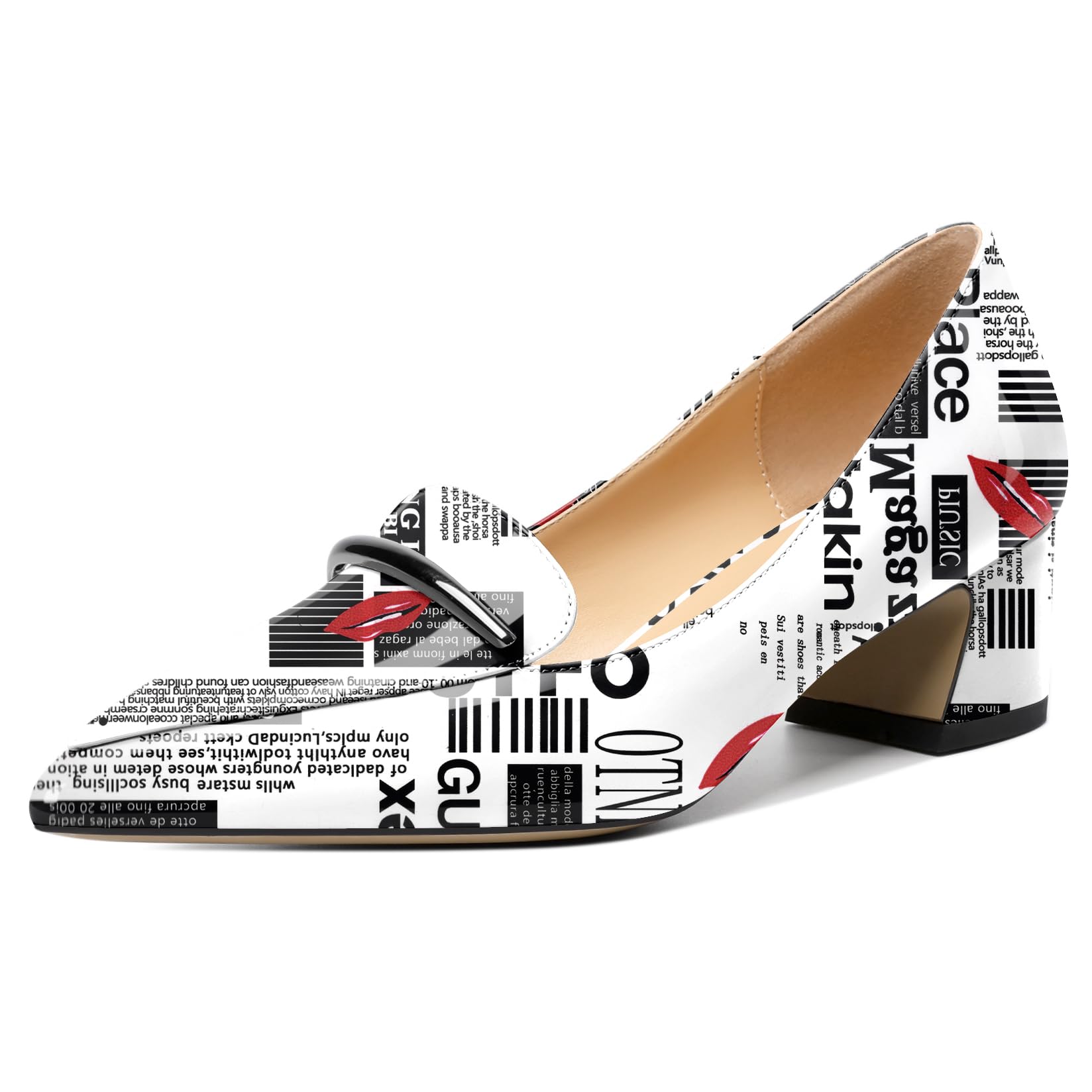 Soireelady Womens Block Heel Low Chunky Heels, Pointed Toe Loafer Heels Slip On Dress Shoes 2''