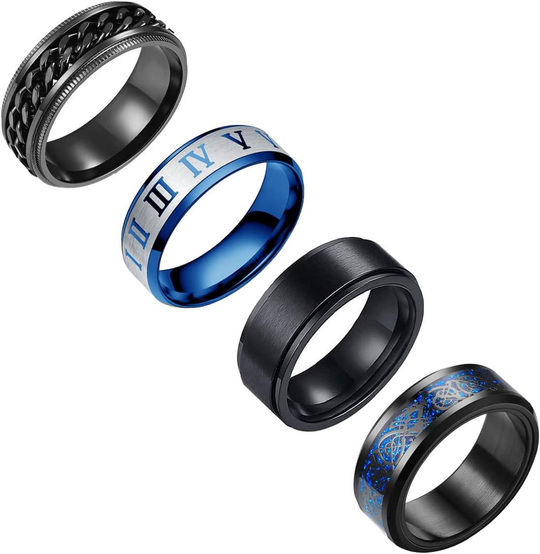 6 rings blue and black Clearance