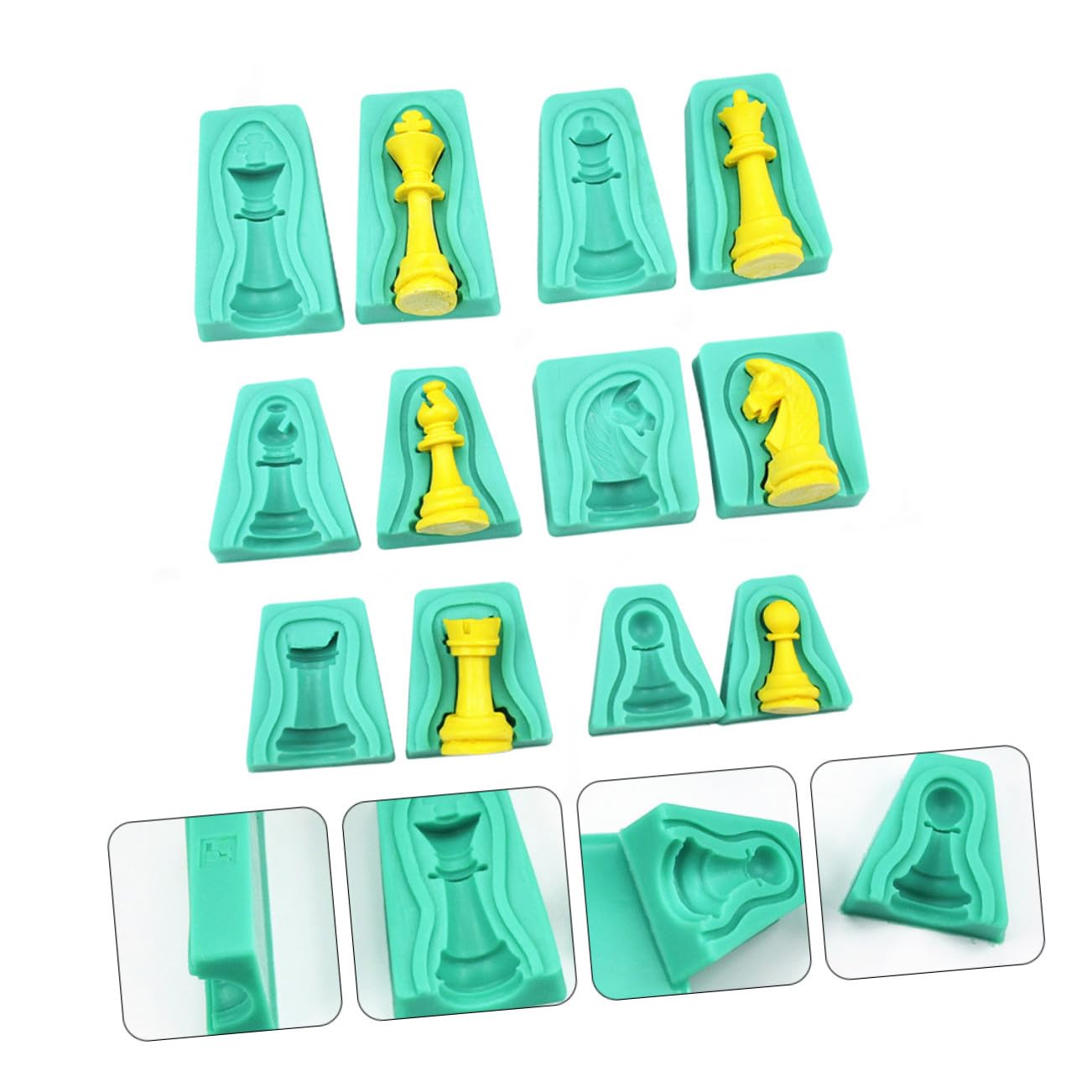 Moule en Silicone 3d Échecs Vert 12 Pièces pour Chocolat