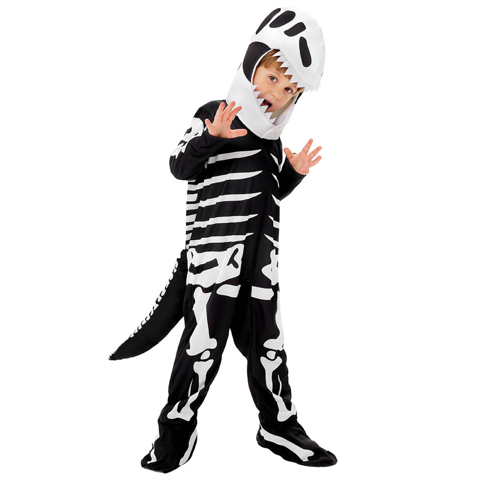Costume Halloween Bambini - Costume di Halloween per bambini con tuta da scheletro di dinosauro costume spaventoso per feste spettacoli e travestimenti