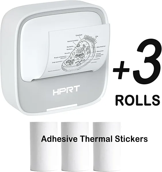 HPRT S1 Mini Printer with 3 Rolls Thermal Sticker Paper Bundle