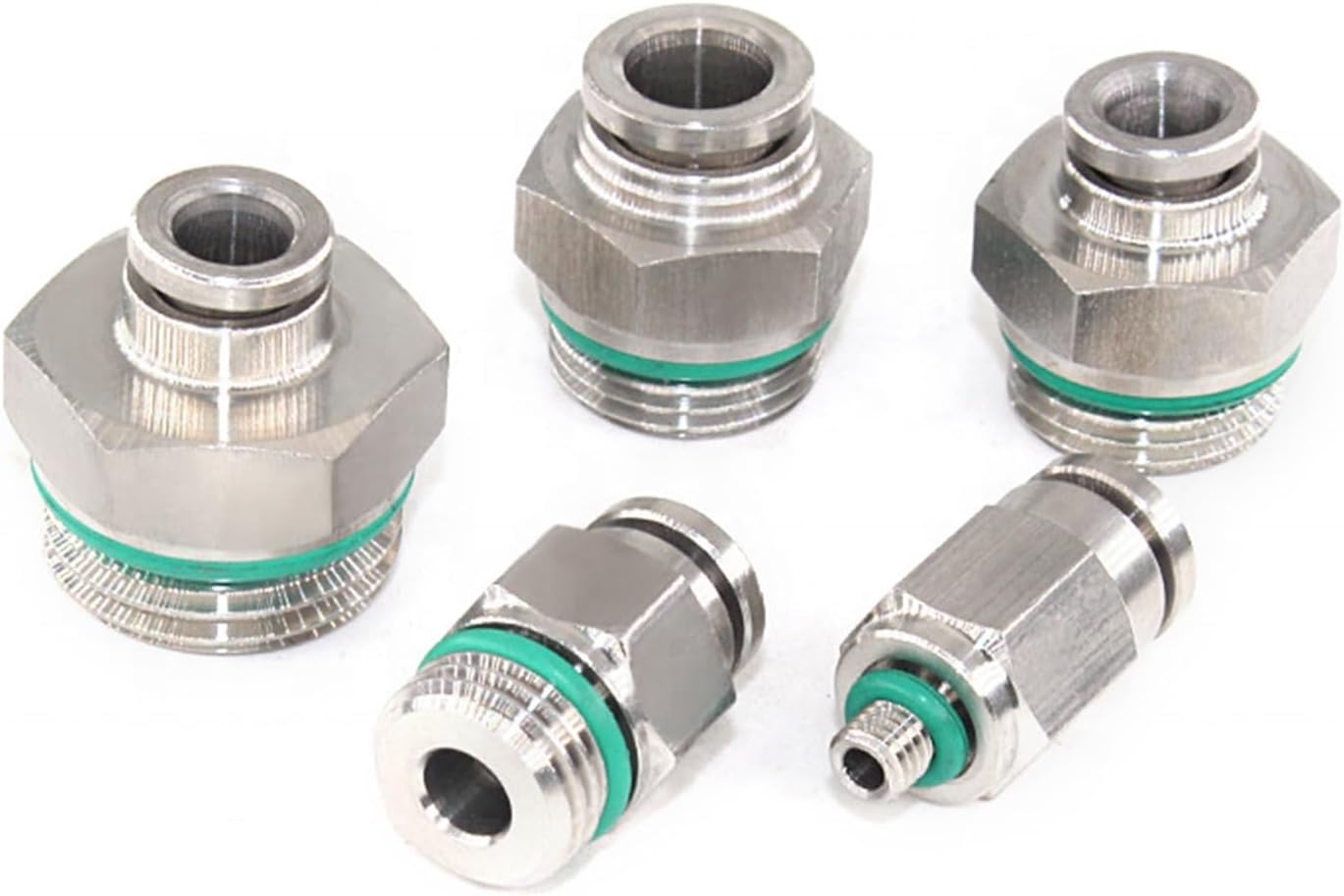Quick Connect Air Hose One Touch Push In Thread Stainless Steel Connector Pneumatic Quick Coupling 1Pcs(PC8-G03)