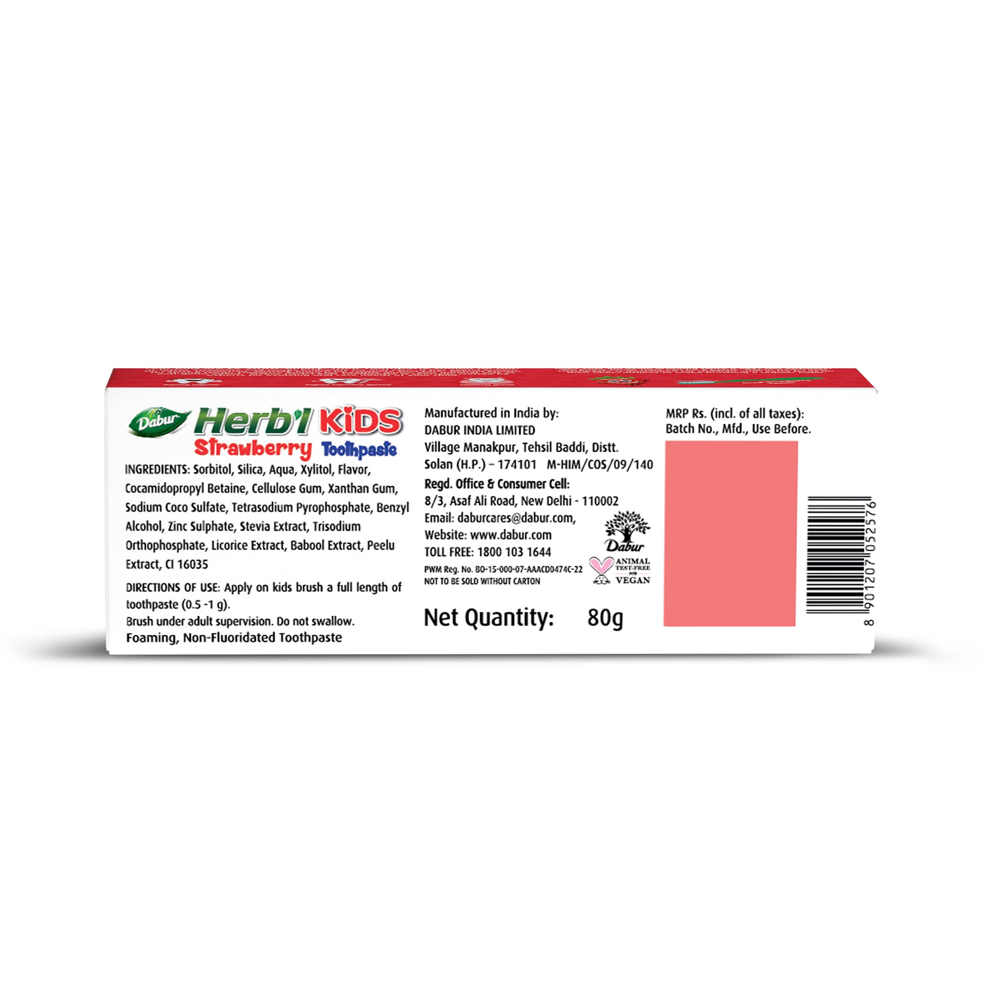 DABUR Herb'l Kids Elsa Frozen Toothpaste|3+ Years|Strawberry Flavour|80g|No added chemicals|Cavity protection|Fights germs|Strong Teeth,Healthy Gums|Natural & Safe For Kids|SLS & Flouride free 2