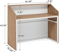 Vista 2 de Tribesigns Escritorio de Recepción con Mostrador, Mesa de Recepción Frontal Moderna con Pasacables, Mostrador de Venta al por Menor de 47 Pulgadas