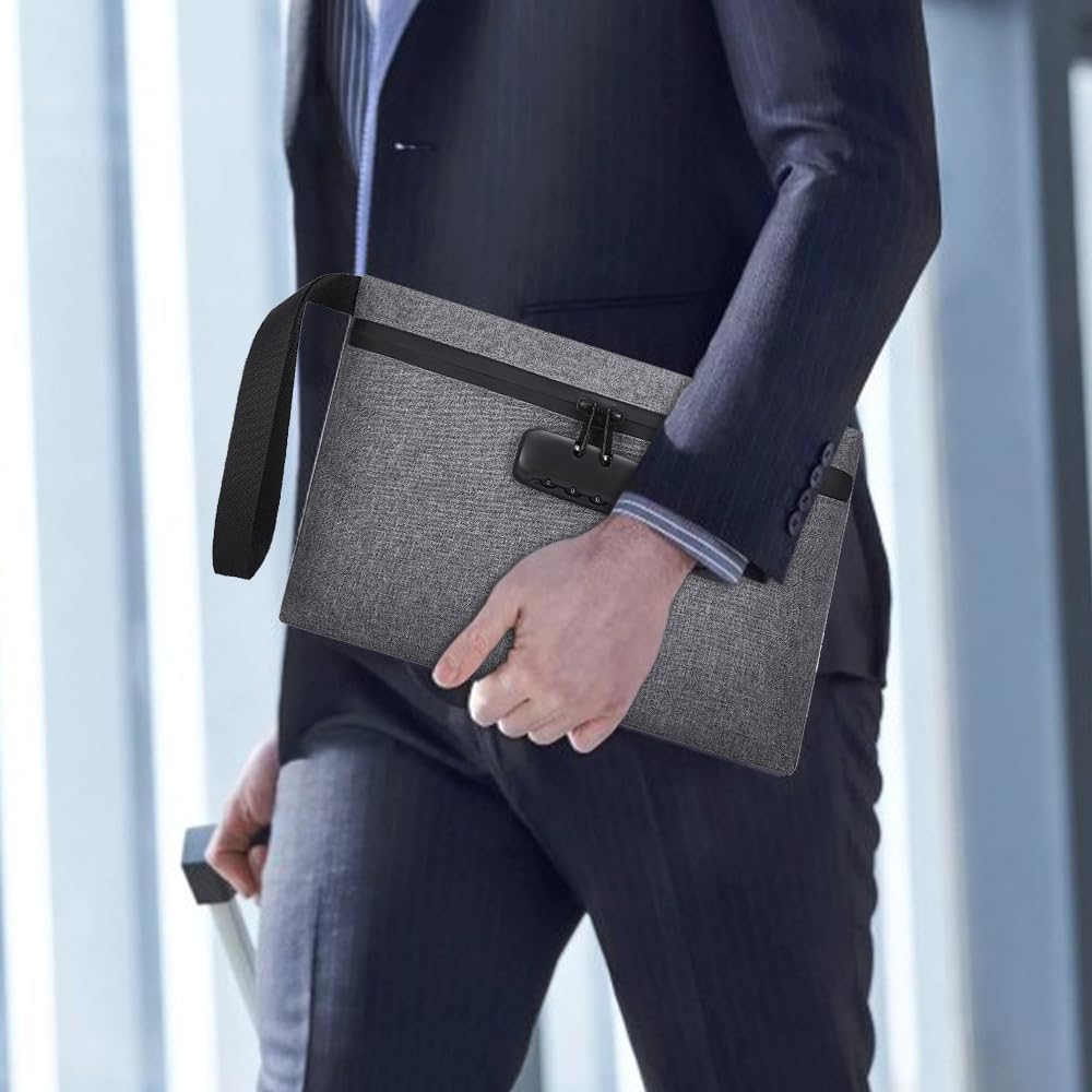 Bolsa Antiodor con Cerradura de Combinación, 32 x 20 cm Bolsa de Dinero Impermeable, Prueba de Olores, Antirrobo, Viajar Bolsa de Almacenamiento, para Almacenar Efectivo y Objetos (gris)