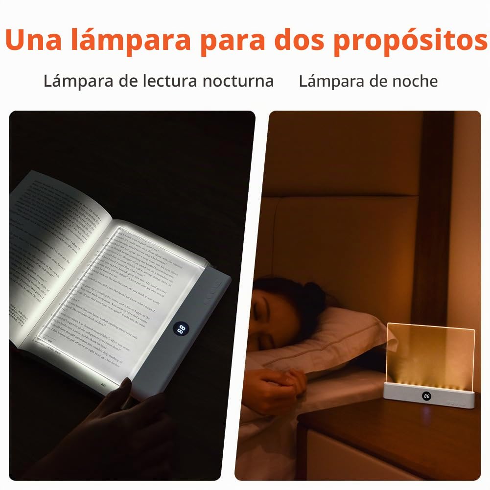 HOTUT Luz Plana para Libros, Luces de Lectura LED para Libros en la Cama, Lámpara de Lectura Recargable, 3 Colores de Protección Ocular & Brillos Continuamente Ajustables, Protección Ocular (Blanco)
