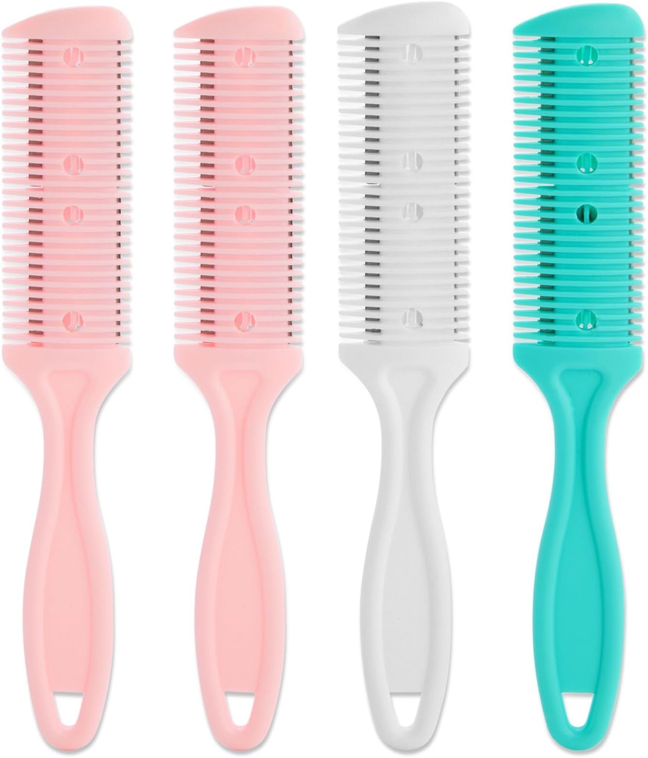 Glamlily Hair Thinning Razor Comb Set - Split End Trimmer - Effortless Thinning Comb - Pack of 4-7.1 x 1.2 in - Assorted Colors