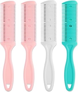Glamlily Hair Thinning Razor Comb Set - Split End Trimmer - Effortless Thinning Comb - Pack of 4-7.1 x 1.2 in - Assorted Colors