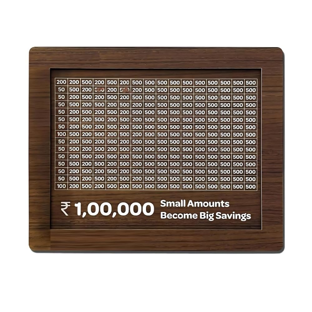 Wooden Money Piggy Bank for Kids & Adults, Savings Box, Mini Bank, Donation Box, Smart Money Box, Wooden Coin Box, Money Saver, Piggy Bank with Numbers 1 Lacks Goal-image-35