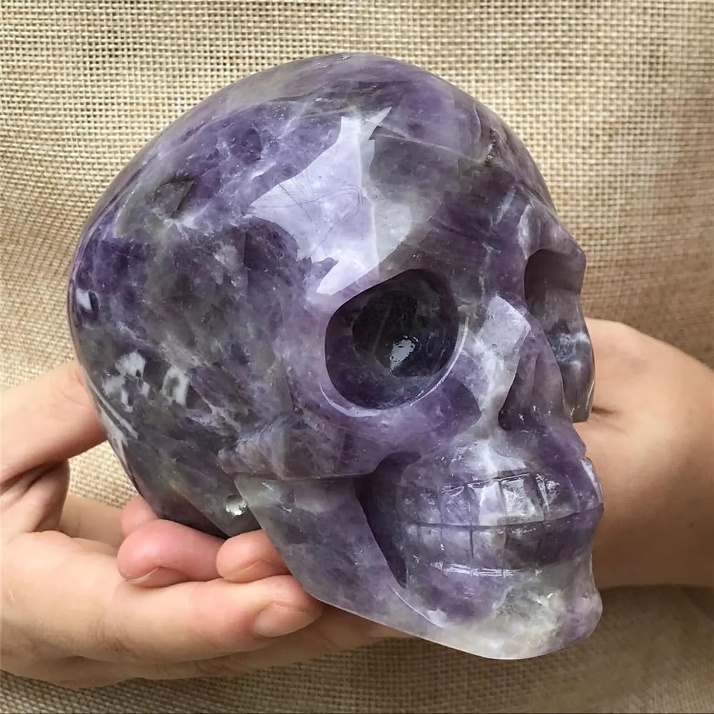 RVBLRDSE Dreamy Amethyst Crystal Skull Gift Room Decoration Home Decor(1000-1100g) Gemstone Stone