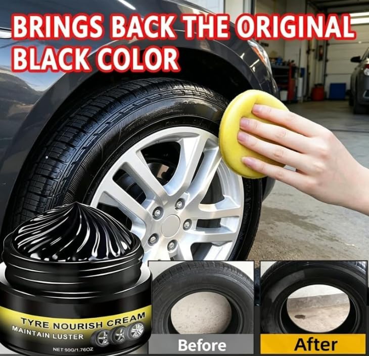 Crème nourrissante pour pneus, crème de rénovation pour pneus, préserve l'éclat, cire nettoyante et rénovatrice puissante pour jantes, protection UV et revêtement imperméable,pour voiture (2)