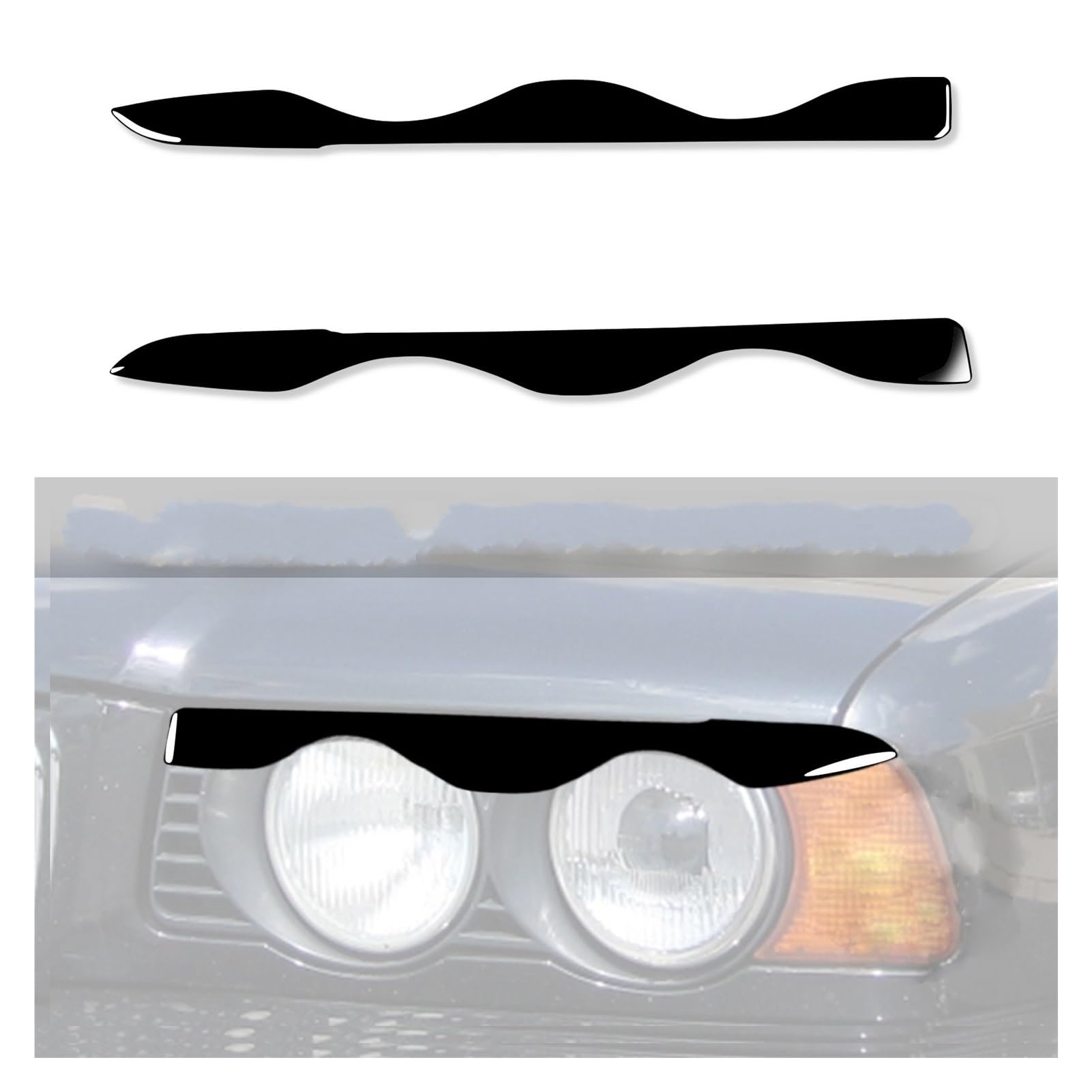 Paupières Pour Phares BMW Série 5 E34 (1988-1996) - Noir Piano, ABS, 2 Pièces, Protection Style