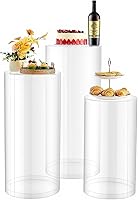 VEVOR 3PCS Clear Acrylic Wedding Flower Stands - 24/30/35in Round Cylinder Pedestals with Lids for Parties, Events & Art Decor