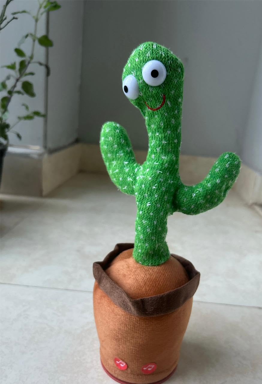 JAF N GEL Dancing Cactus Toy, Wriggle & Singing for Babies and Kids, Plush Electronic Toys, Voice Recording, and Repeats