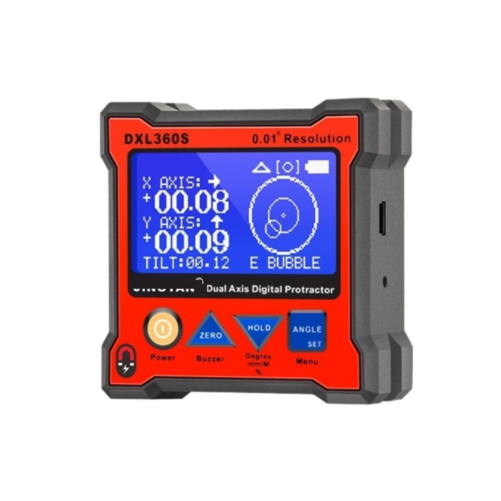 Evpeoetcpc One Color Dxl360s Electronic Level, Digital Level Angle Gauge Gyroscope Dual Axis Inclinometer Lcd Angle Protractor Measuring Tools(Dxl360s(With Magnetic))