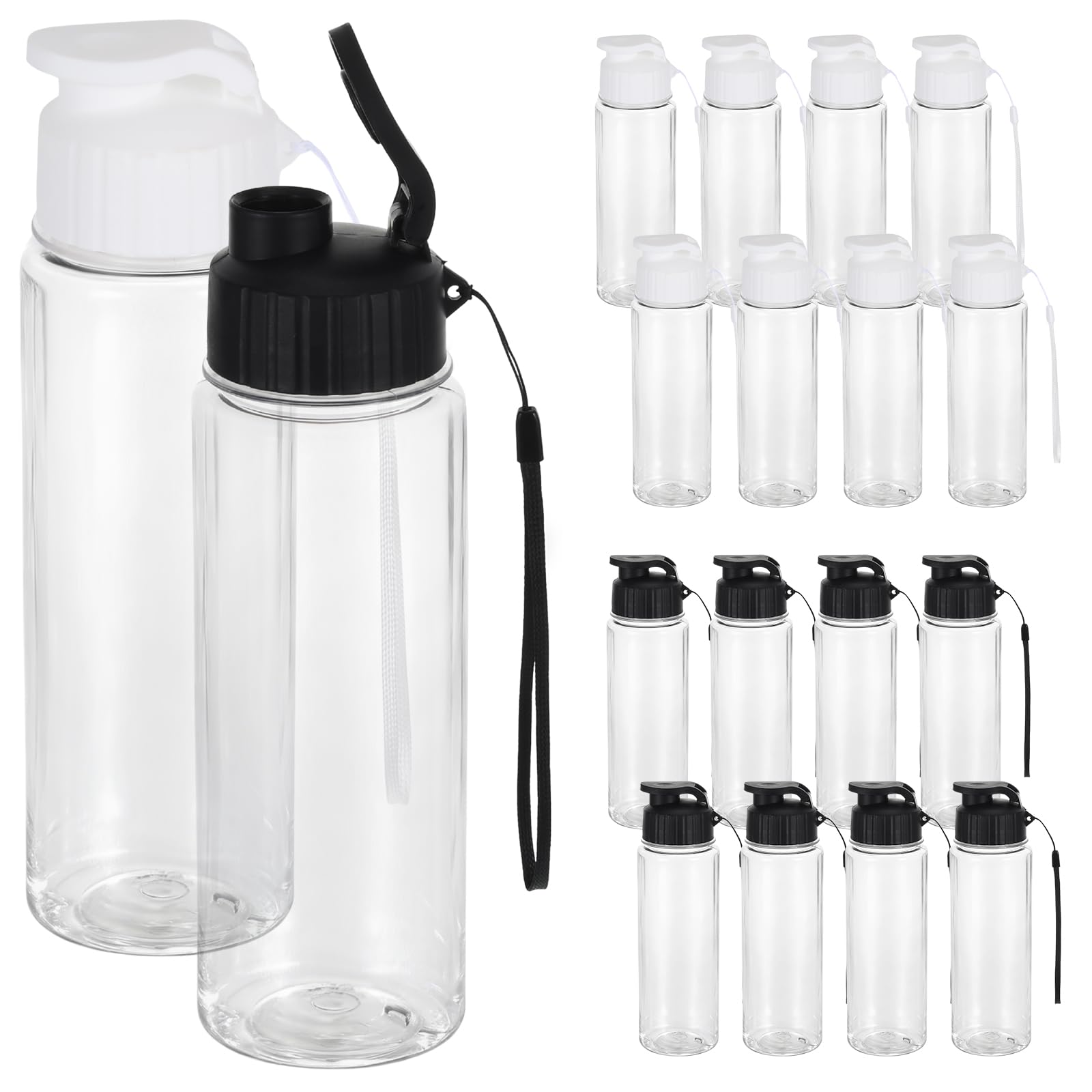 Photo 1 of *PARTIAL SET - See Clerk Notes*
FUPMILPHRANX 16 Pack Plastic Water Bottles Bulk with Handle Strap, 17oz Sports Water Bottles Reusable Drinking Cups Lightweight Leakproof Flip Top Bottle for Adults Gym Fitness Sports (White & Black)