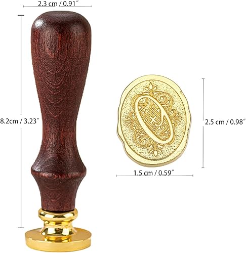 Miniatura 2 de Sello de cera inicial del alfabeto O, sello de cera de sellado de letras vintage con cabeza de latón extraíble y mango de madera, para invitación de