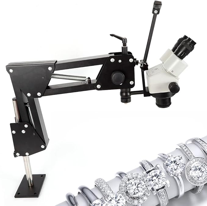 Jewelry Microscope Stand,7X45X Inlaid Mirror MultiDirectional Microscope Jewelry