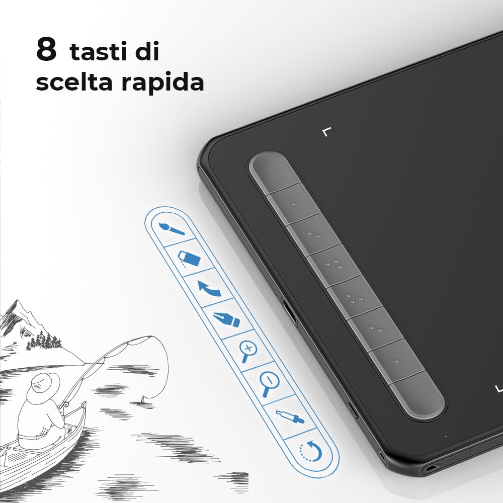 XP-PEN Deco MW Tavoletta grafica Bluetooth 8" x 5" con stilo X3 Elite per dipingere, fare schizzi, imparare a distanza e lavorare da casa, Supporto Windows Mac Linux Android (Nero)