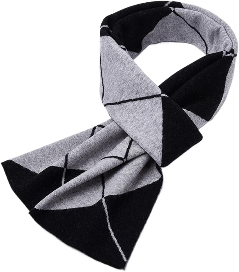 HBJWOV Winter Scarf Men's Knitted Plaid Versatile Business Warmth Scarf Gift