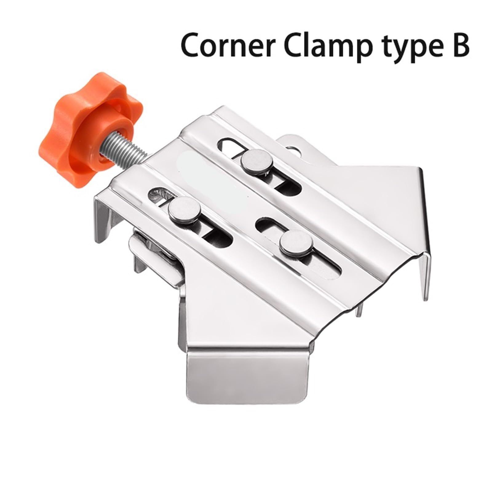 Sargento para Cajones Abrazadera de Esquina de Extremo Cerrado de Acero Inoxidable con manija única Ajustable, Herramienta de Abrazadera for carpintería, Clip de ángulo Recto(Type B (4 Pack))