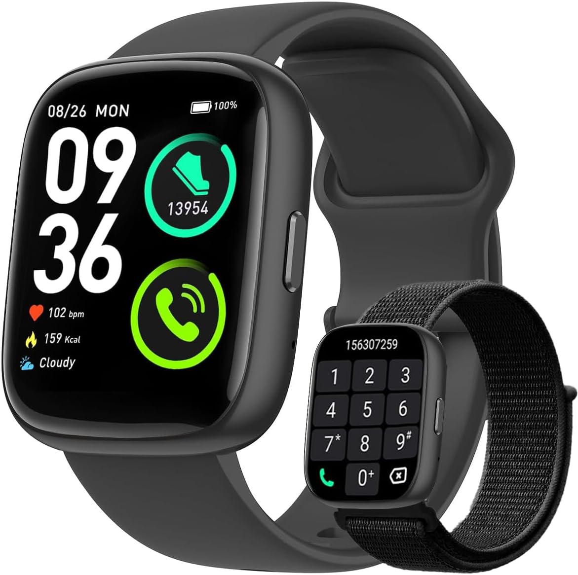 61+PYz3R4sL._AC_SL1200_ Relogio Smartwatch Masculino e Feminino,Tela HD de 1,8" Relógio Smartwatch com Alexa, 100 Esportes,Frequência Cardíaca e Monitoramento do Sono,IP68 à rova d'água,Compatível com Android iOS,2 Pulseiras