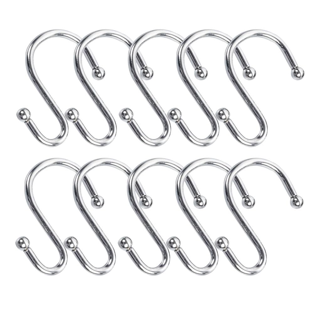S Hooks Shower Curtain Hooks - Rust Proof Shower Curtain Rings for Bathroom,10Pcs YueLvoe S Shaped Decorative Shower Curtain Hooks Hangers for Bathroom Curtains Clothing Towels