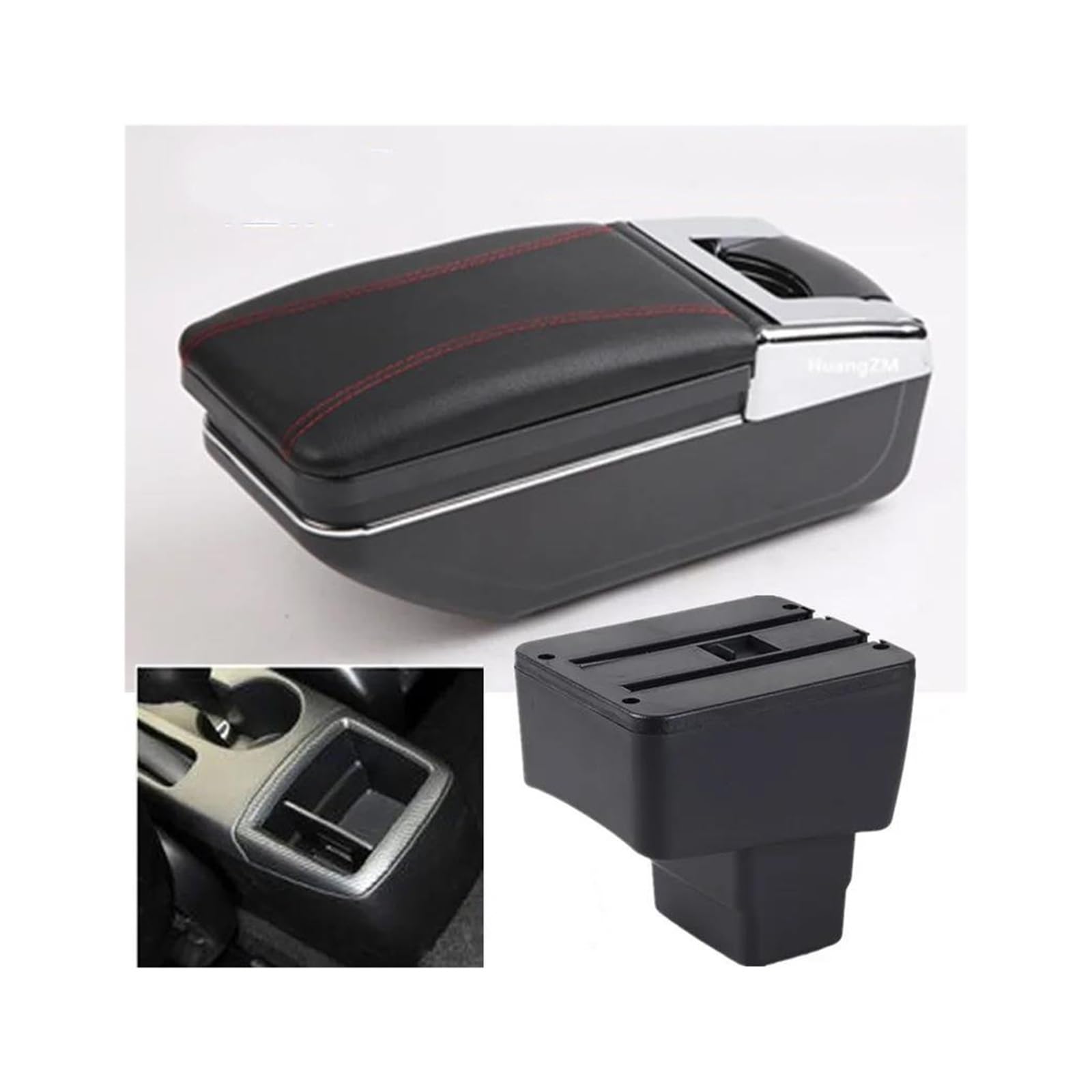 RESPUNEKBAH For Mazda CX-3 For Mazda 2 For Skyactiv Version Cx3 CX-3 2015-2022Car Armrest Storage Box Car Accessories Armrest Box(A1 red line NO USB)
