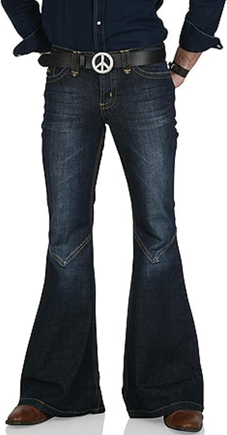 EVEDESIGN 70s Outfits Bell Bottom Pants for Men,Mens Bell Bottom Jeans Flared Jeans