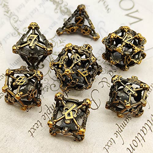 DND-Dice-Set-Hollow-Metal-Halloween-Skull-MTG-Suitable-for-Roleplaying-Dungeons-and-Dragons-RPG-DD-D20-Polyhedral-Board-Game-D20-Figit-with-Black-Dice-Bag-Ancient-Gold
