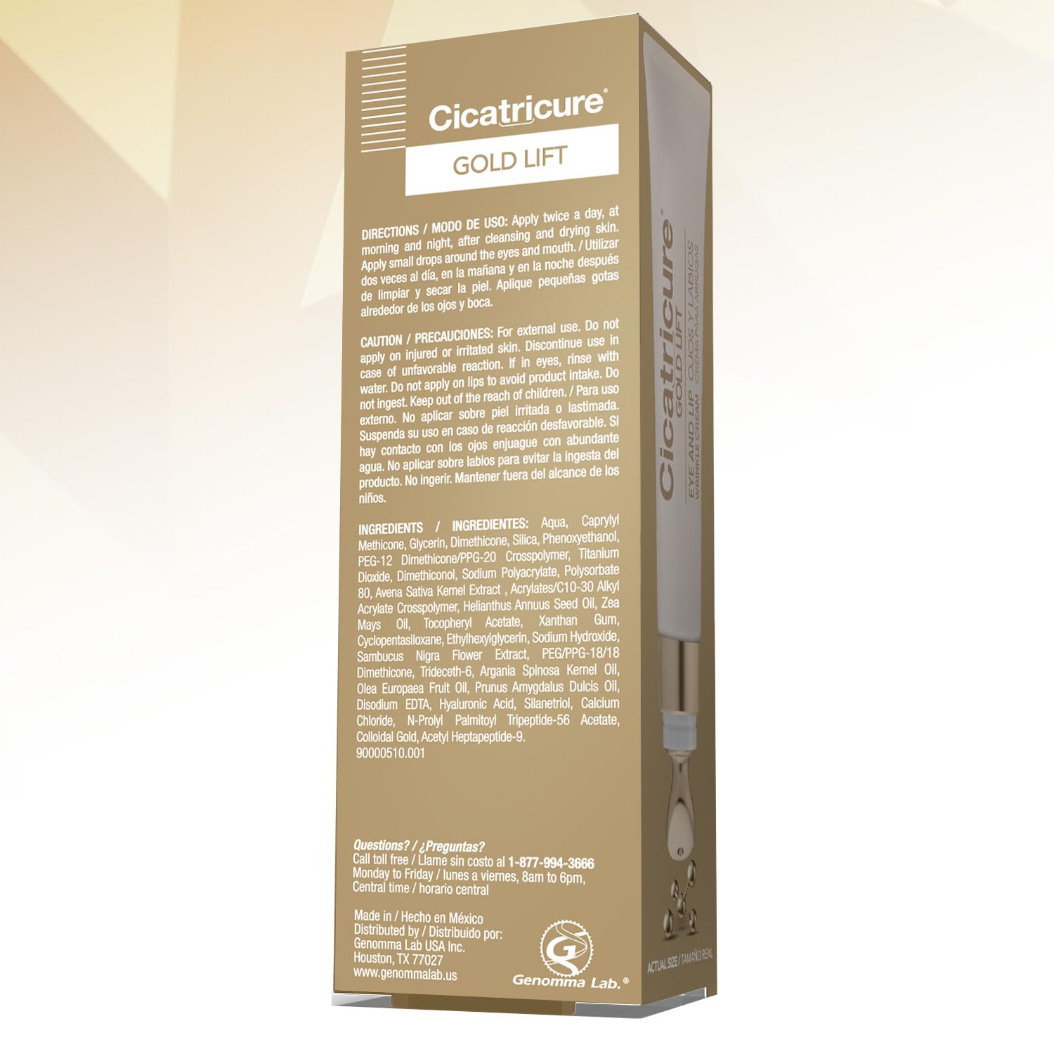 Cicatricure Gold Lift - Crema antiarrugas para ojos y labios, cuidado de la piel antienvejecimiento para reducir las ojeras, la hinchazón y las líneas de expresión, 0.5 onzas (paquete de 3)