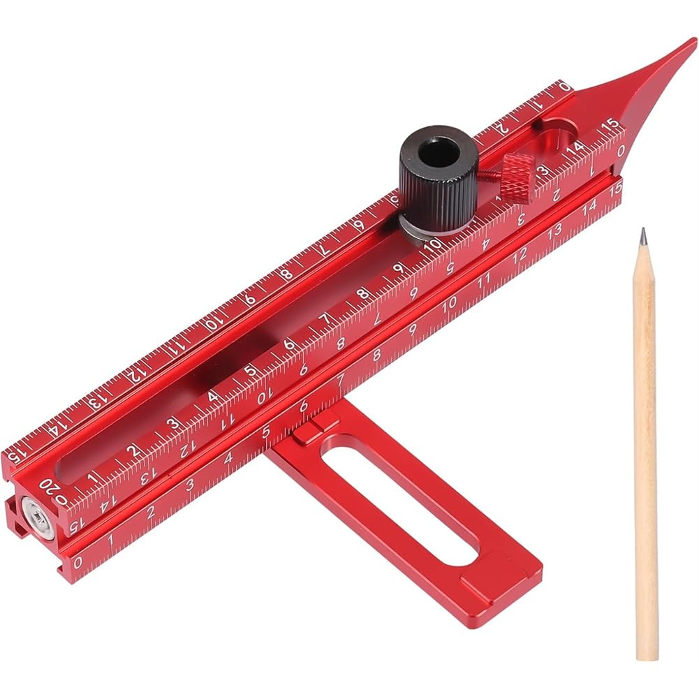 Jnchdghwa As Shown For Woodworking For Diy 4 Sided Scribing Tool, Aluminum Alloy 4 Sided Scale Guiding Ruler, Leveling Ruler With Magnetic Base