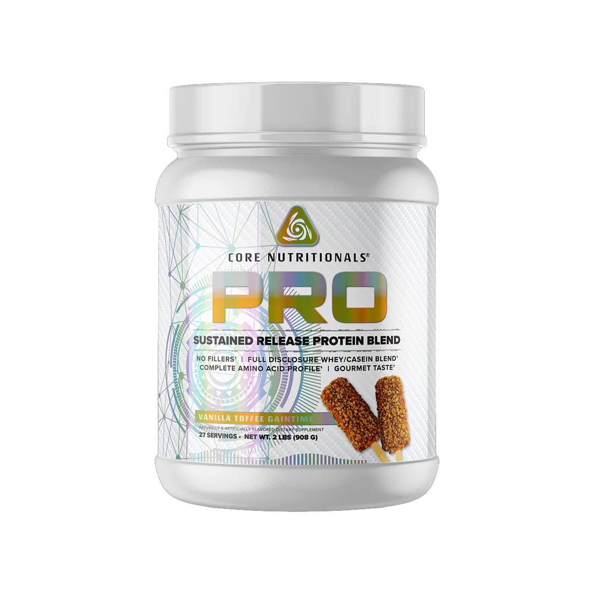 Core NutritionalsPro Sustained Release Protein Blend, Digestive Enzyme Blend, 25G Protein, 2G Carb, 27 Servings (Vanilla Toffee Gaintime)