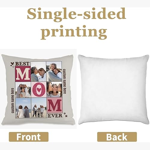 Miniatura 2 de Custom Pillowcase Featuring 6 Pictures and Personalized Message for Mom, Decorative Cushion Providing a Thoughtful Gift for Anniversaries Birthdays