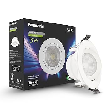 Panasonic Polycarbonate 3 Watt Round Swivel Downlight, 3W Swivel Ceiling Light, Swivel Conceal Surface Light for Home, 4000k Cool White Swivel Downlight - image, photos