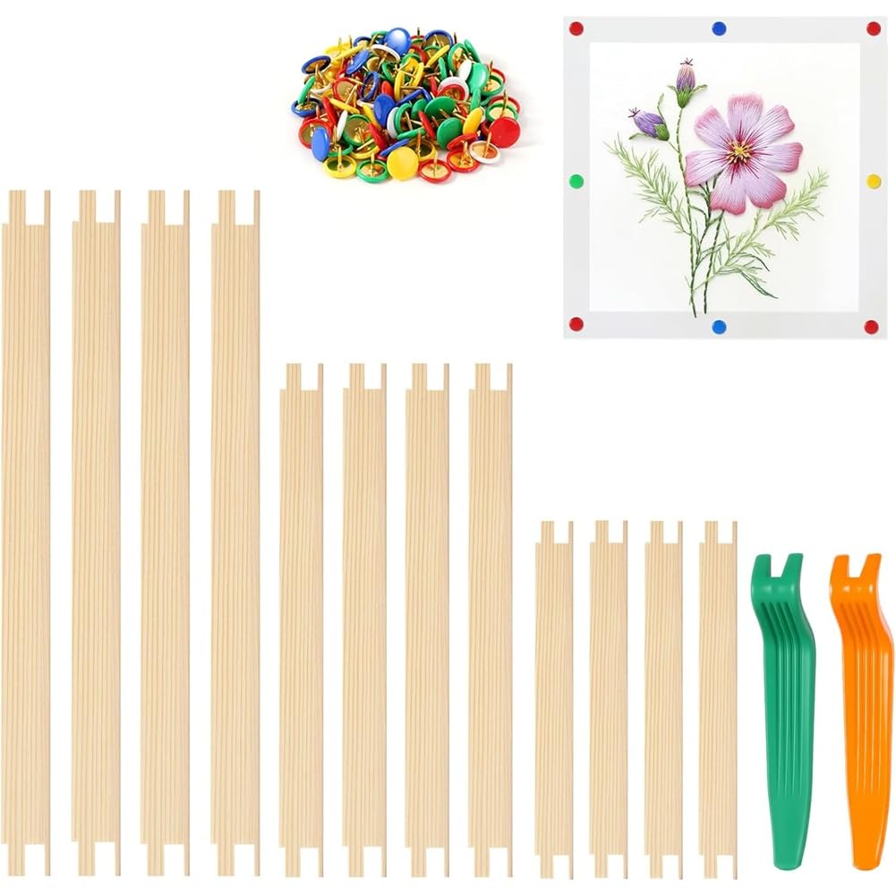 UDSKNV[KSL DIY Canvas Splicer Stretcher Frames 3 Size Big Wooden Needlepoint Stretcher Bars with Thumb Tacks and Tacks Remover