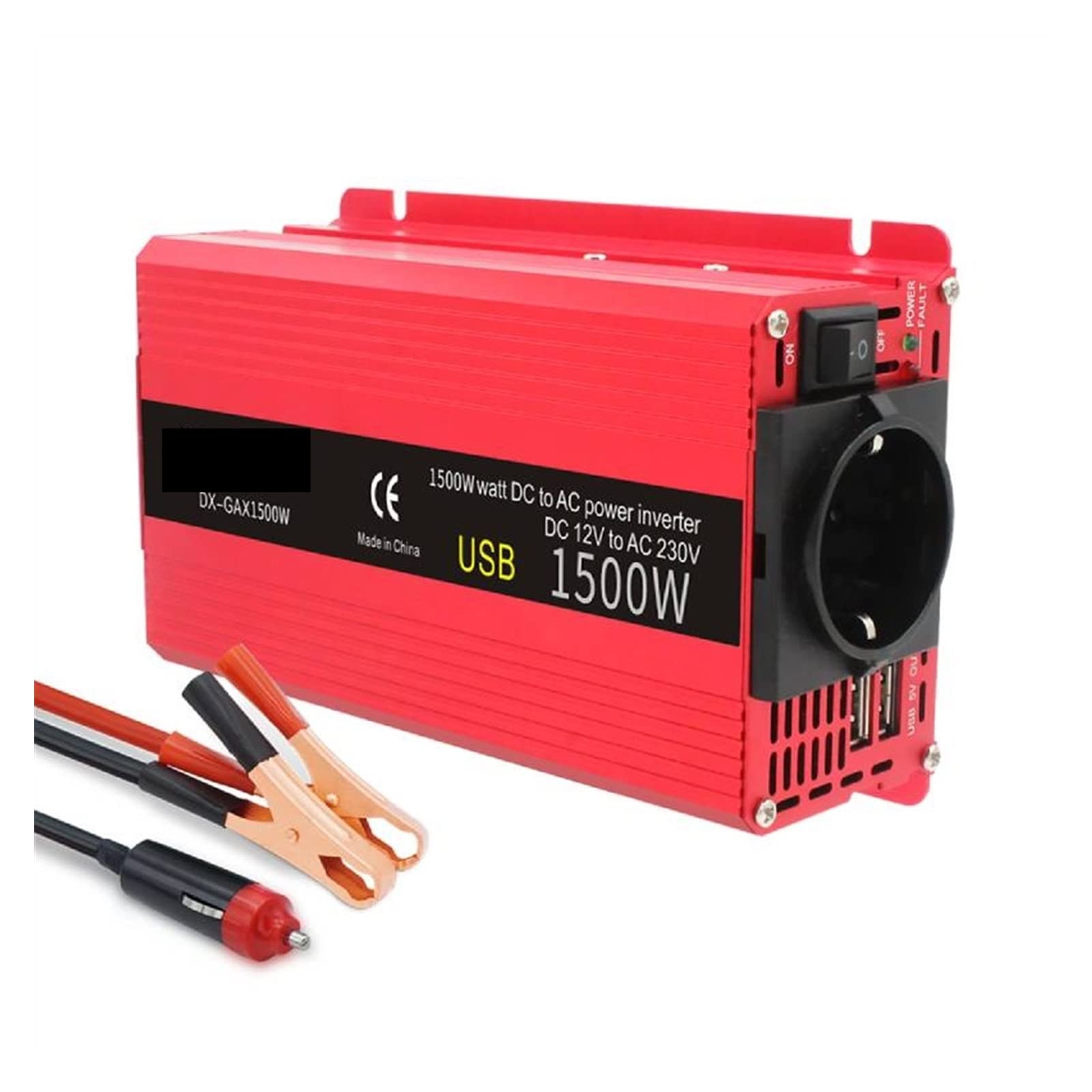 Inversor de Coche 1500W Potencia DC 12V a AC 110/220 Convertidor de Adaptador de Carga USB Dual Onda sinusoidal modificada Solar