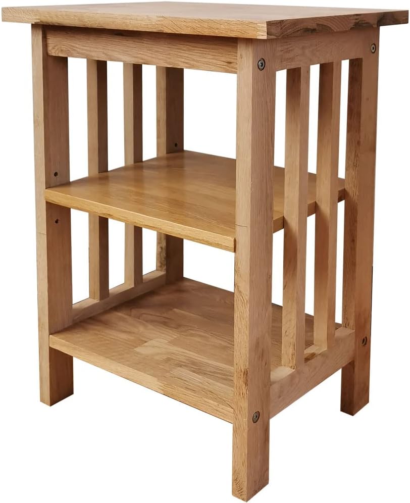 Aurotrice OAK Side Table 2 Storage Shelves Night Table End Table Grid Frame Rural Style 40 x 30 x 54 cm Large space