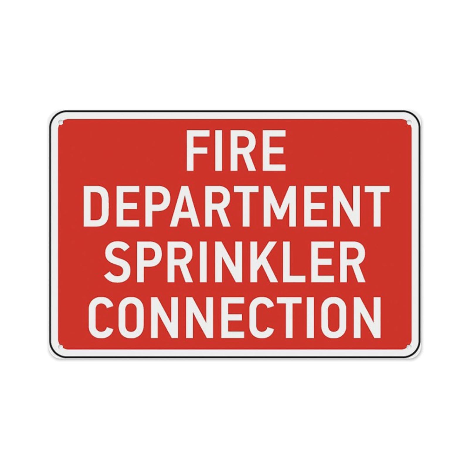 peiyeety Fire Department Sprinkler Connection Sign Aluminum Tin Warning Signs For Home Outdoor Garden 8X12 Inches