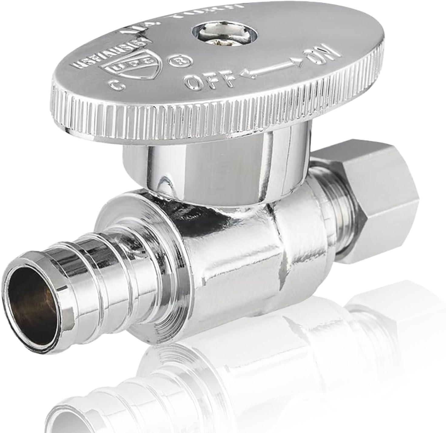 10-PCs HeSun Pex Straight Stop Valve, 1/2" PEX x 3/8" OD Compression Straight Stop, 1/4 Turn Shut Off Valve for Bathroom, ASTM F1807(VALVE085-10)