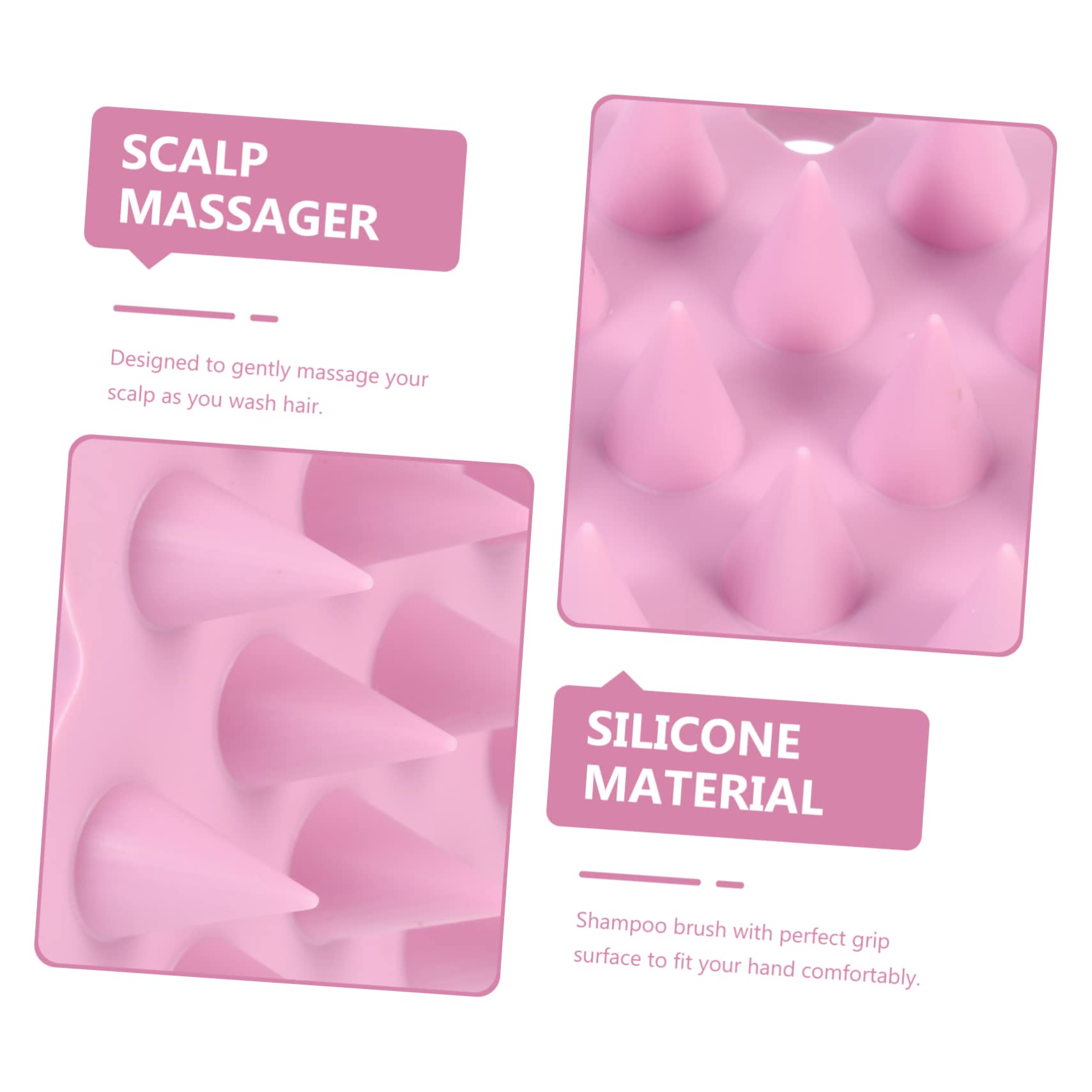 FRCOLOR 4 Piezas cepillo de masaje de champú cepillo para el cabello del cuero cabelludo cepillo de champú scalphero massage masajeador cuero cabelludo exfoliante del o rosa