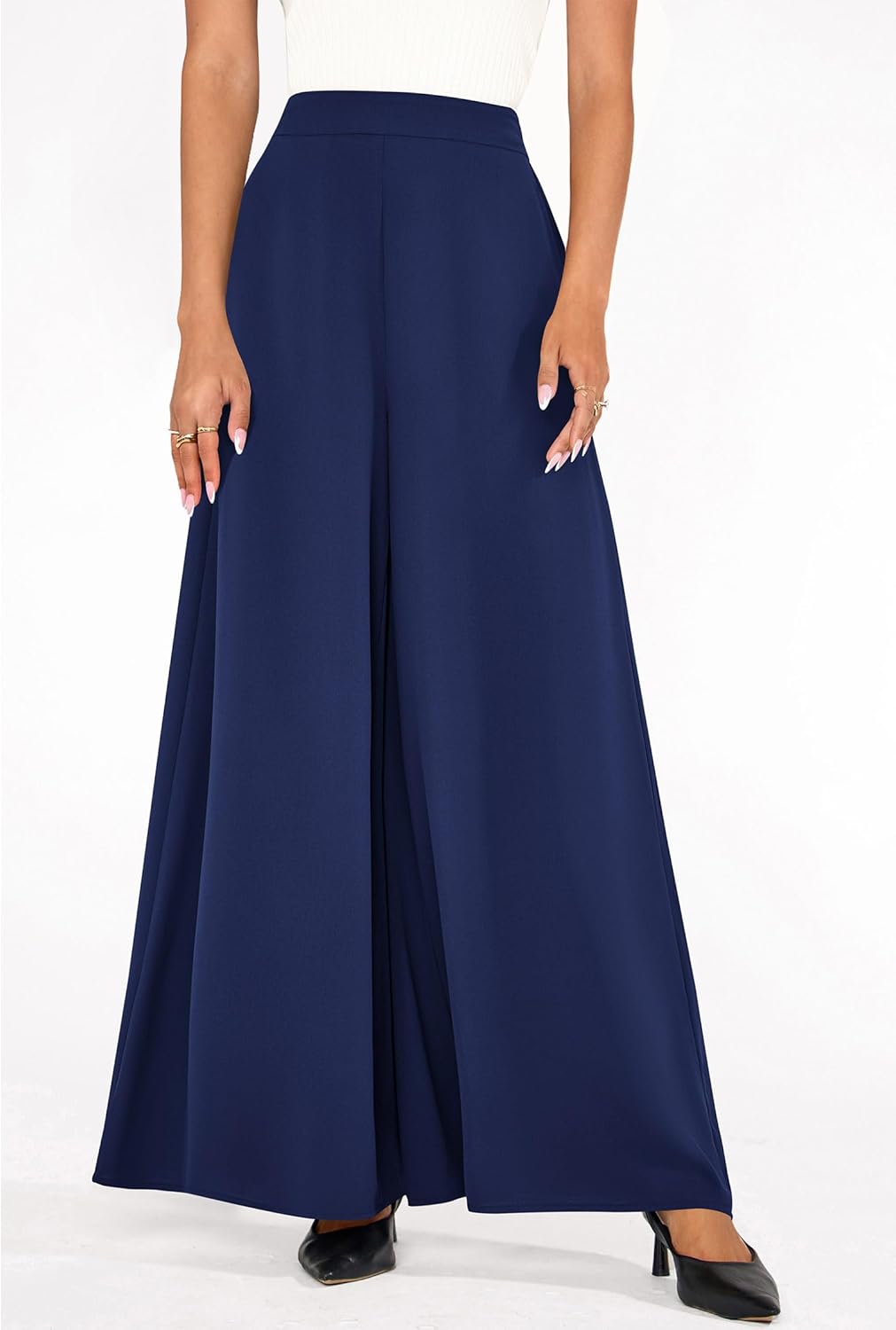 KIRUNDO Palazzo Pants for Women Dressy 2026 Spring Slacks Wide Leg High Waisted Business Casual Work Trousers with Pockets - Image 3