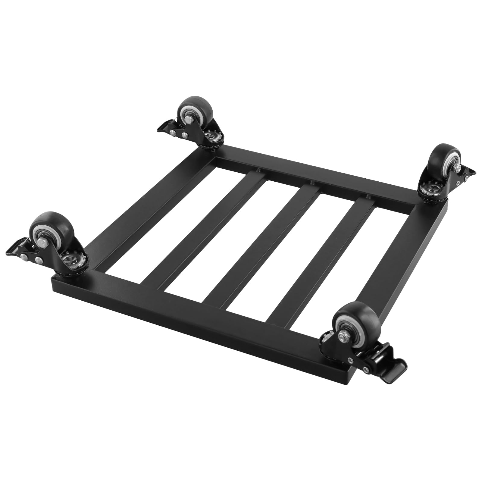 SINJEUN Paquete de 2 soportes cuadrados para macetas con ruedas, 30 x 30 x 8 cm, estantes móviles negros para macetas, carrito de metal para interiores y exteriores