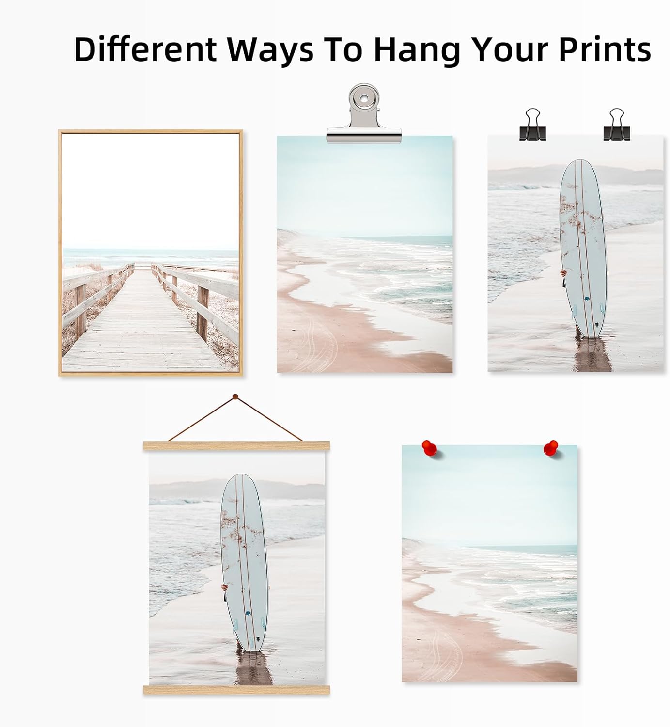 Beach Coastal Wall Art Pictures Beachy Ocean Canvas Wall Decor Surf Aesthetic Wall Art Surfboard Beach Painting Poster Coastal Ocean Artwork Prints for Bathroom Room 24x36 Inch Unframed Set of 3