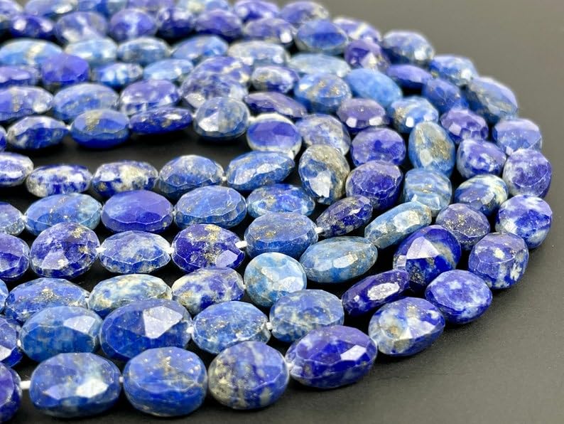 Lapis-lazuli bleu naturel en perles ovales pour la création de bijoux de luxe