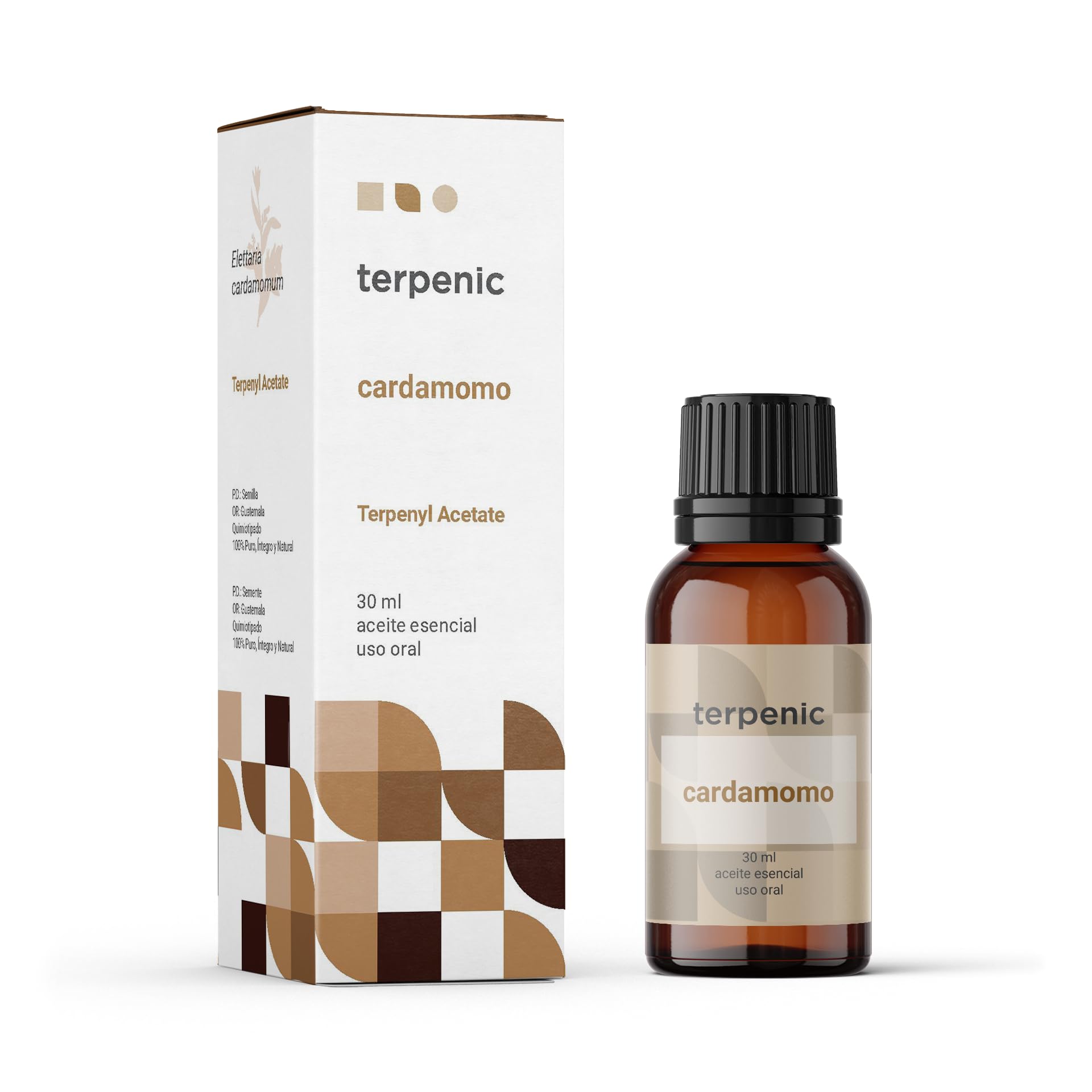 TERPENIC - Aceite Esencial de Cardamomo (Elettaria cardamomum) - 30 ml - Uso Oral – Especiado profesional intenso