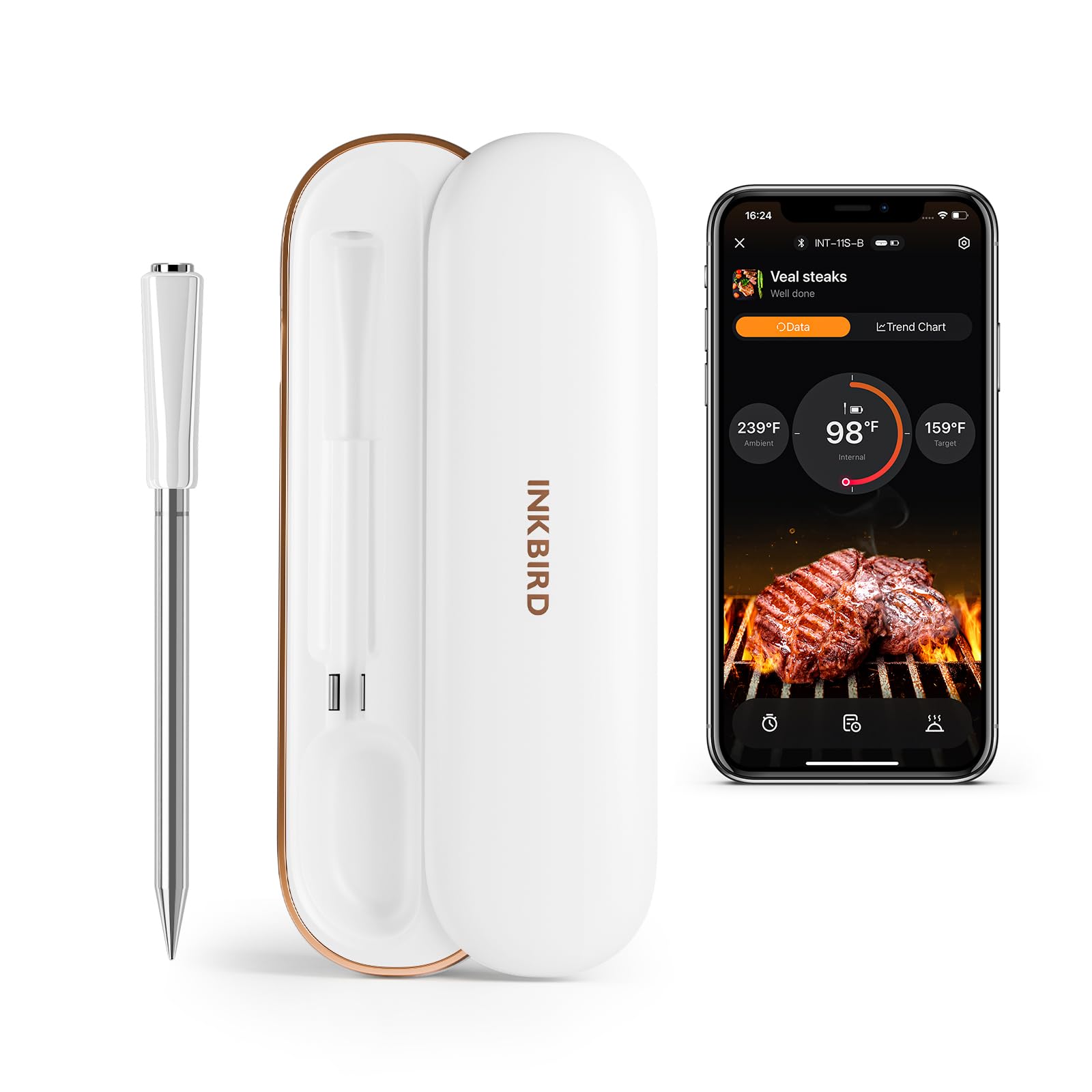 INKBIRD Wireless Meat Thermometer INT-11S-B Bluetooth 5 4 Thermometer with Ultra-High Detection Accuracy of 0 5 F 5