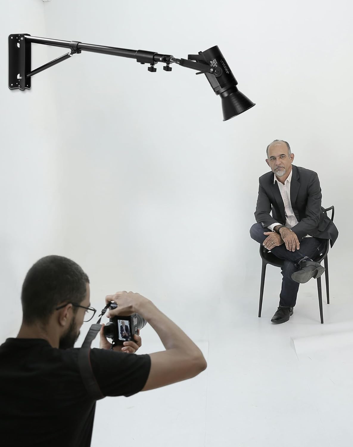 SITTO Ring Light Wall Mount 72inch/180cm, Wall Mount Triangle Boom Arm for Photo Studio Lighting, Barber Shop, Beauty Salon, Tattoo Lighting, Live Streaming etc