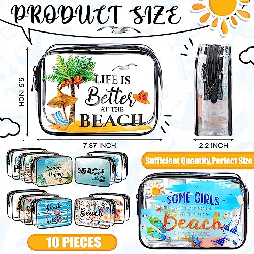 Kacctyen 10 Pcs Beach Clear Makeup Bags Gift for Women Clear Toiletry Bag Beach Cosmetic Bags Waterproof Travel Multifunction Pouch for Friend Sister Nurse Vacation Organization2